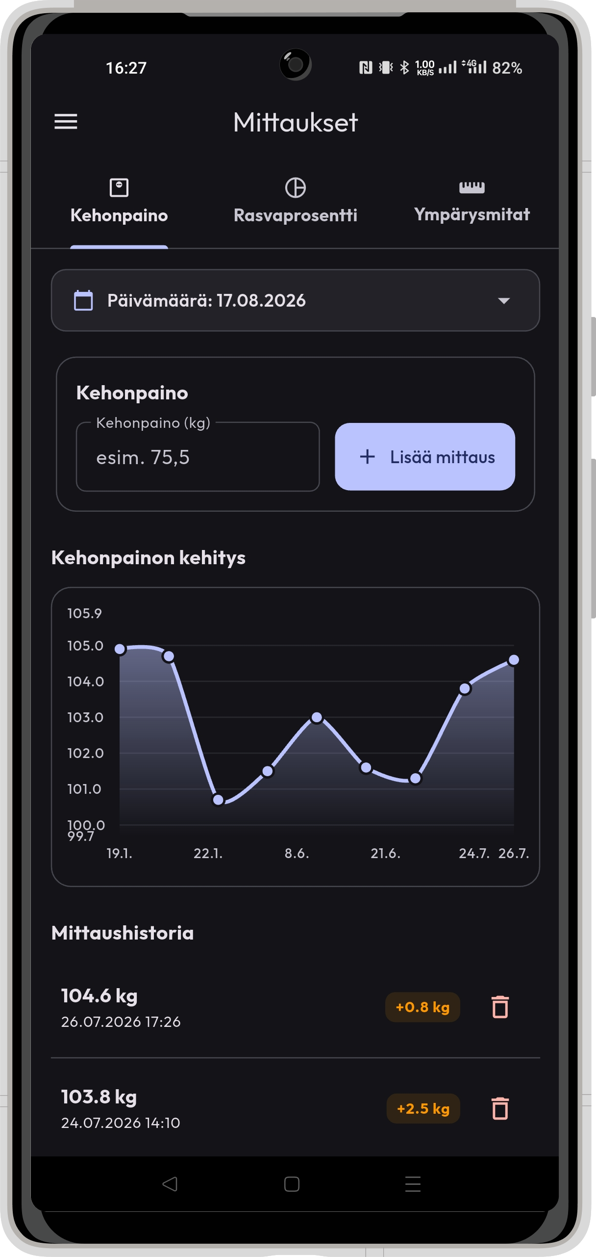 Rautakirja edistymisen seuranta